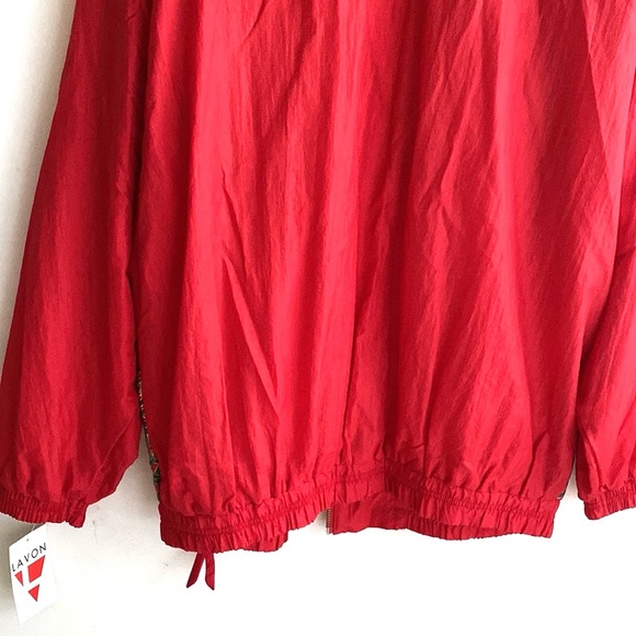 (B38) Vintage Womens Lavon Large Red Zip Up Windbreaker Jacket 90’s, NWT - Picture 7 of 15